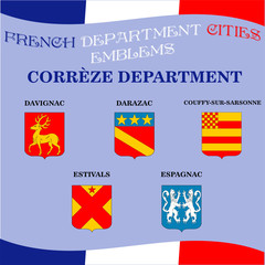Official emblems of cities of French department Correze