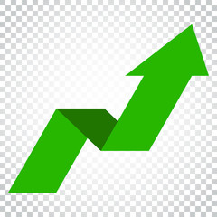 Arrow growing graph vector icon. Progress arrow grow sign illustration. Business concept simple flat pictogram on isolated background.