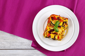 slice of zucchini, red bean casserole