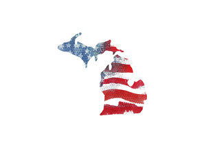 United States Of America. Watercolor texture of American flag. Michigan.