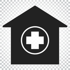 Obraz premium Hospital building vector icon. Infirmary medical clinic sign illustration. Business concept simple flat pictogram on isolated background.