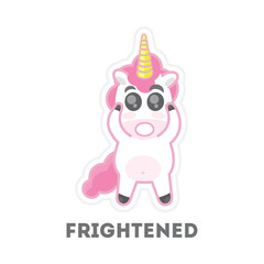 Isolated frightened unicorn.