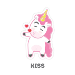 Isolated kissing unicorn.