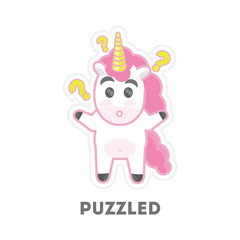 Isolated puzzled unicorn.