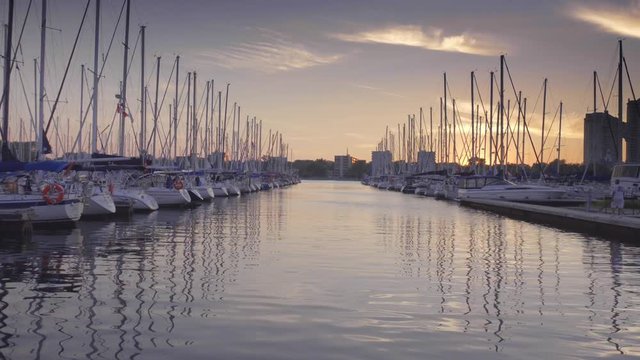 sailboat in summer on the lake ontario toronto sunset