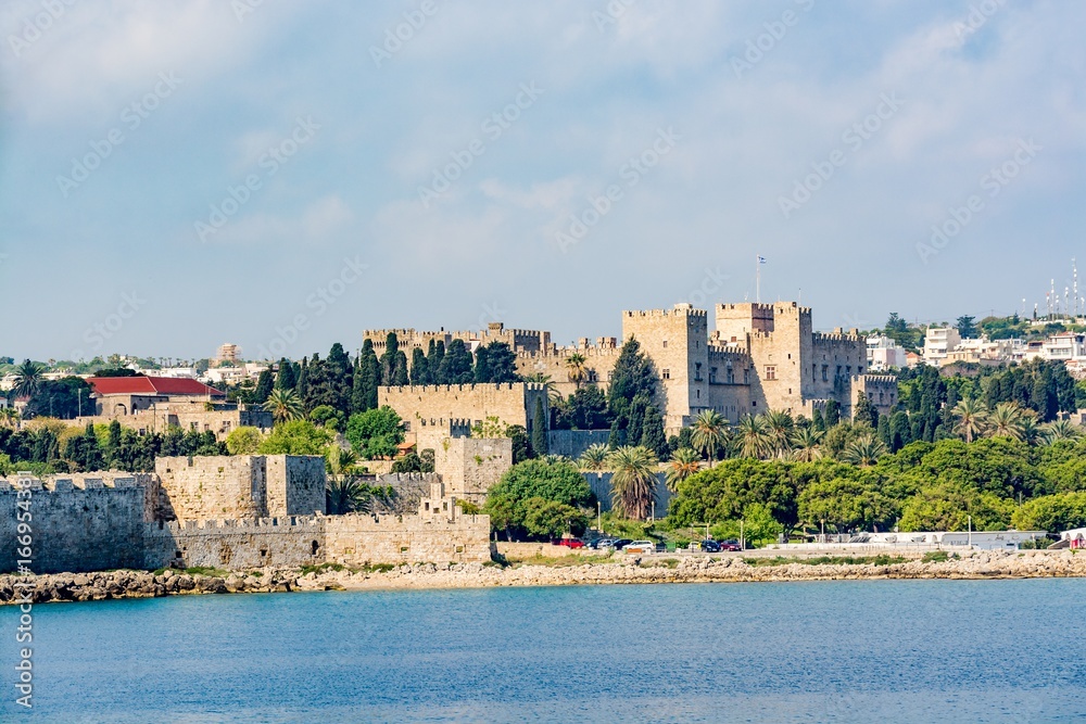 Wall mural grand master palace and rhodes old town, view from the sea, rhodes island, greece - Wall murals