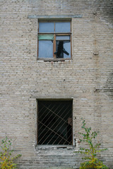 Fototapeta na wymiar abandoned haunted old house of brick