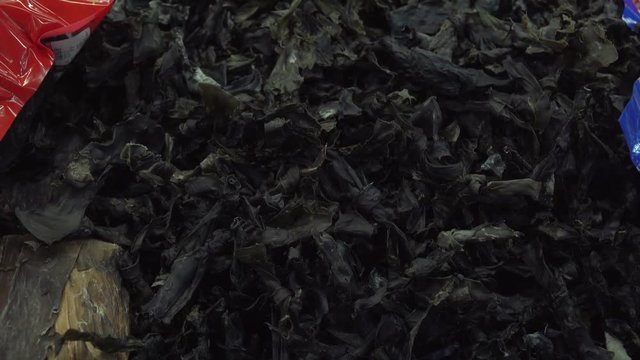 Dried seaweed sold in supermarket stock footage video