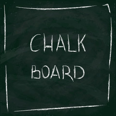 Chalkboard background. Frame with sample text.