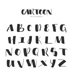 Vector illustration: Hand Drawn English cartoon alphabet letters on white background. 