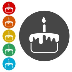 Birthday cake icons set - vector Illustration 