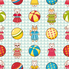 Child toy seamless pattern. Design element for postcard, banner, flyer