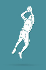 Basketball player jumping and prepare shooting a ball graphic vector
