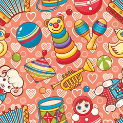 Kid toy seamless pattern. Design element for postcard, banner, flyer