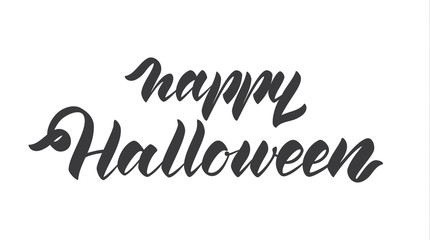 Vector illustration: Handwritten lettering of Happy Halloween isolated on white background.