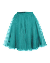 Turquoise tulle ballerina skirt isolated on white