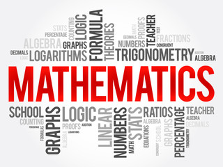 Mathematics word cloud collage, education concept background