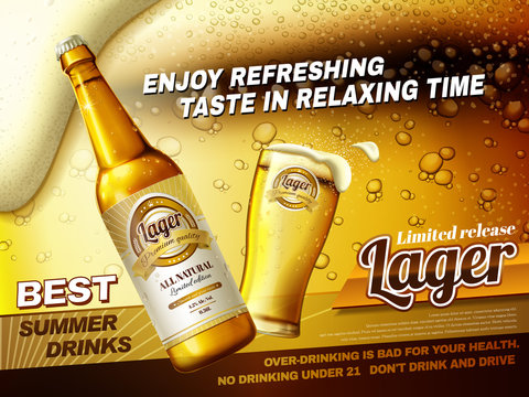 Refreshing lager beer ads