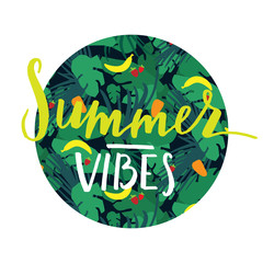 Tropical lettering round badge