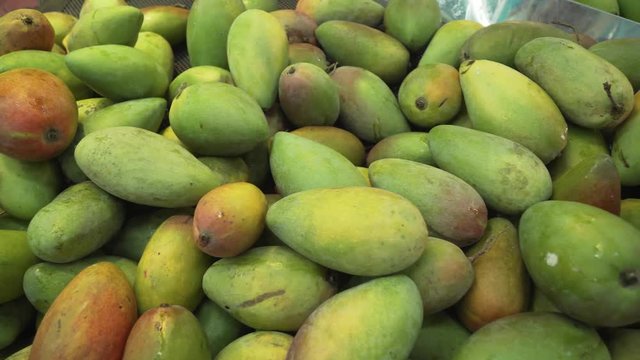 Mangoes sold in supermarket stock footage video