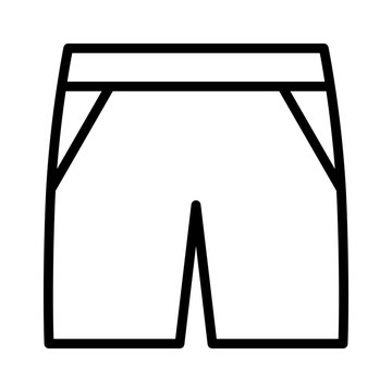 Men's gym shorts, trunks or baggies line art icon for fashion apps and websites