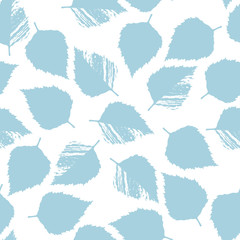 Seamless pattern with  silhouettes of leaves. Hand-drawn vector illustration. Floral background.