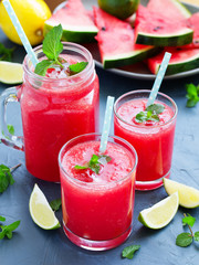 Healthy watermelon drink and fresh watermelon