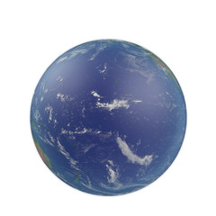 Planet Earth on white. 3D illustration, clipping path