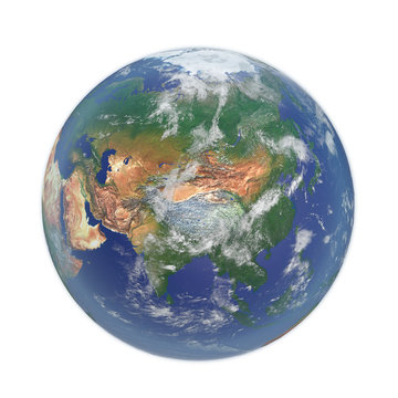 Planet Earth on white. 3D illustration, clipping path