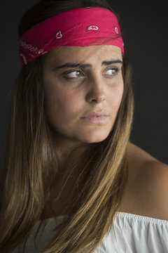 Stylish model posing in studio