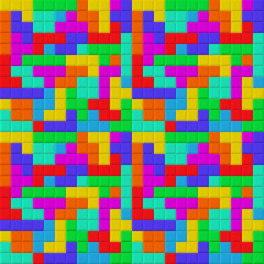 Tetris game. Brick pieces. Seamless pattern.