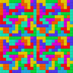 Tetris game. Brick pieces. Seamless pattern.