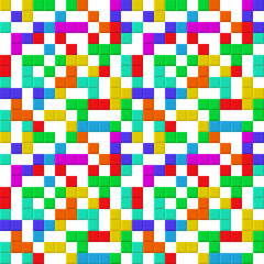 Tetris game. Seamless pattern with brick pieces.