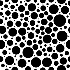 Fashion abstract modern pattern with black circles. Seamless pattern for wallpaper or wrapping paper.