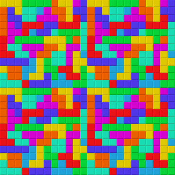 Tetris game. Brick pieces. Seamless pattern. © chereliss