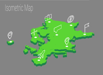 Map Europe isometric concept.