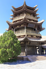 Temple in Gobi desert in Dunhang China