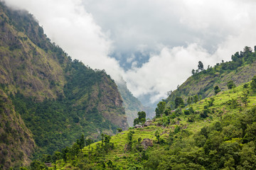 Beautiful landscape of Himalaya mountains on Manaslu circuit