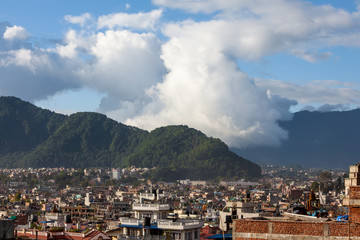 Fototapeta na wymiar Landscape of Kathmandu city in front of Himalayas