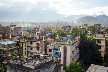 Fototapeta na wymiar Landscape of Kathmandu city in front of Himalayas