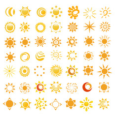 Set of glossy sun images vector illustration