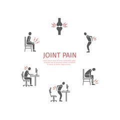 Fototapeta na wymiar Joint pain. Flat icons set. Vector
