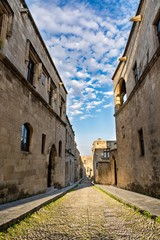 The Street of the Knights - the most famous street in Rhodes old town, Rhodes island, Greece