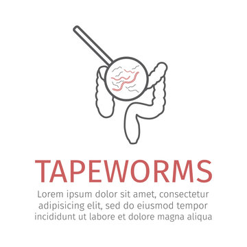 Tapeworms. Intestinal parasite. Vector sign