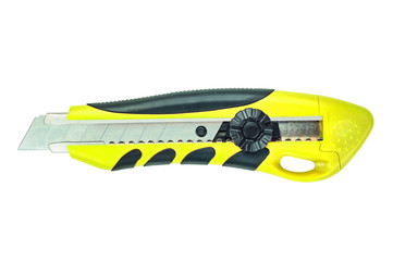 Желтый нож на изолированном белом фоне