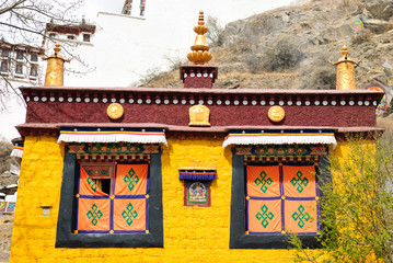 Yellow temple for praying in Lhasa, Tibet