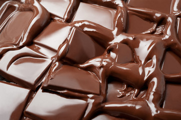 Melted pieces of chocolate 