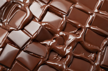Melted pieces of chocolate 