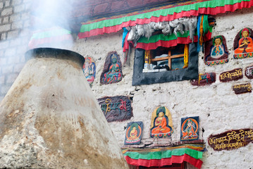 Smoke at praying wall in Lhasa, Tibet