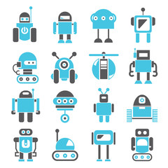 cartoon robot character icons